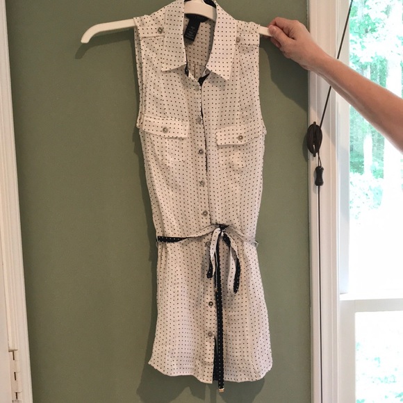 WBHM White & Black Polka Dot Blouse w/ Tie, Silk - Picture 5 of 7